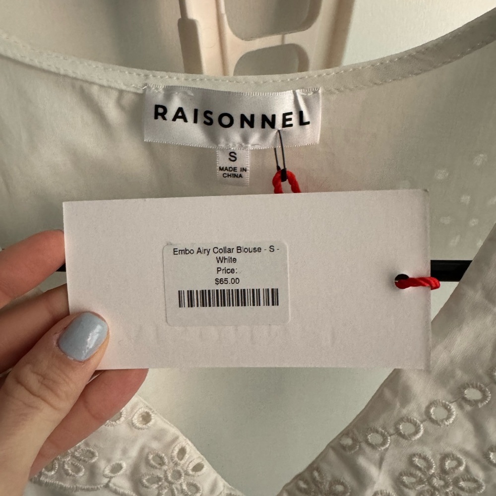 White Eyelet-Trim Peplum Blouse - Picture 2 of 5